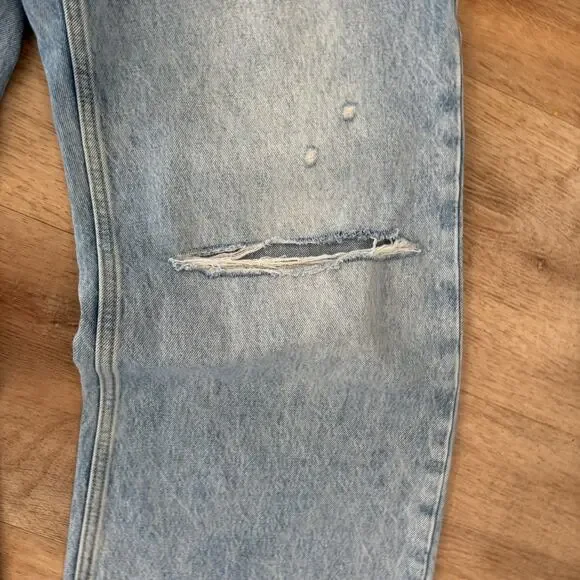 Arizona Highest Rise Curvy Skater Jean Sz 15 Light Wash Blue Distressed Wide Leg - Picture 7 of 12